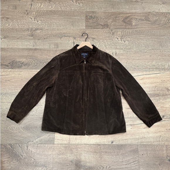 JONES NEW YORK Brown 100% Leather Full Zip Jacket Womens Vintage Western Boho 2X - Picture 1 of 16